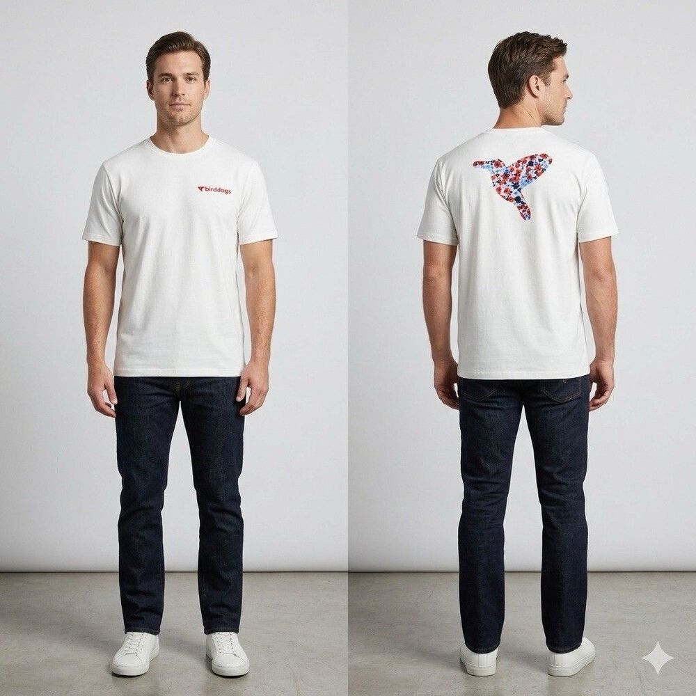 Birddogs Floral Hummingbird Graphic T-Shirt White Performance Cotton Spandex XL